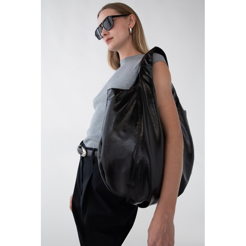 PADDED VEGAN LEATHER TOTE BAG Brown One Size