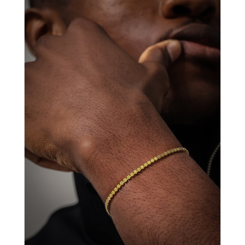 Saint Morta Micro Coloured Tennis Bracelet Gold/Green 7