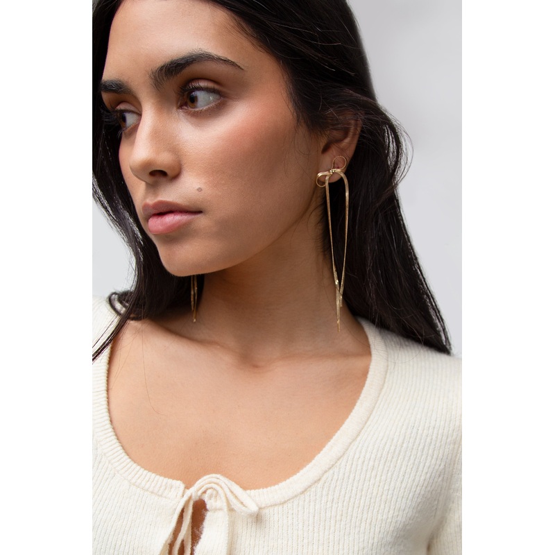 SNAKE CHAIN BOW EARRING Gold One Size