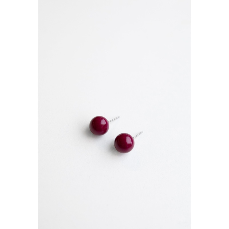 STONE BEAD EARRING Burgundy One Size