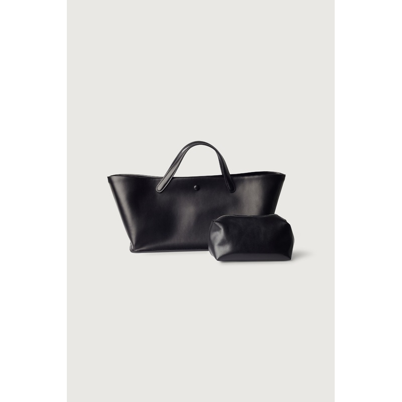 STRUCTURED LEATHER HANDBAG Black One Size