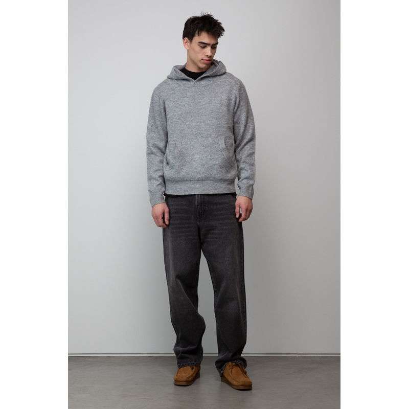 SWEATER HOODIE Heather Medium Grey Double Extra Small