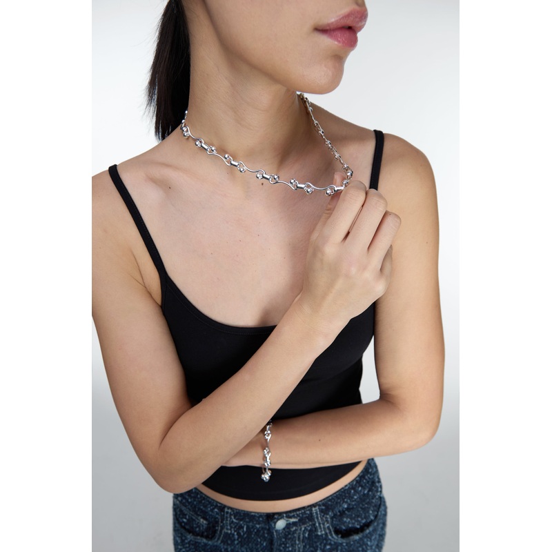 BUBBLE WAVE NECKLACE Gold One Size