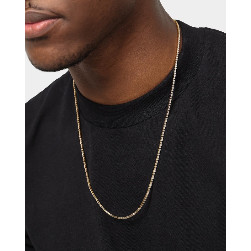 Saint Morta Micro 24″ Tennis Necklace Gold Plated 24″ – Layering Optio