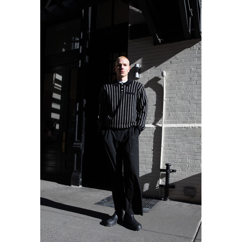 STRIPED RUGBY SWEATER Black Birch Extra Small