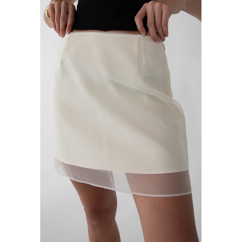 SHEER LAYERED MINI SKIRT Cream Extra Small