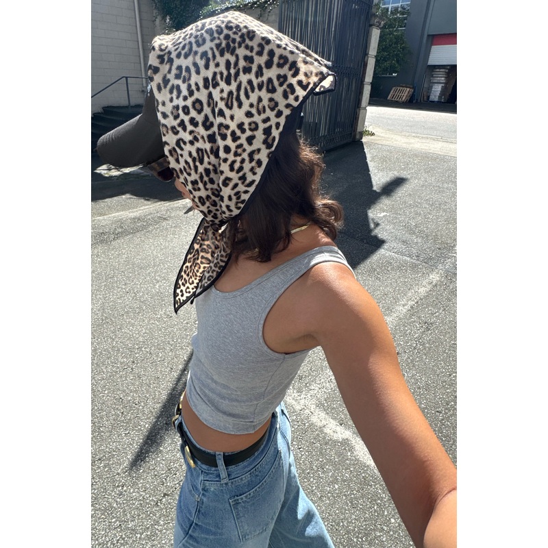 SILK-BLEND LEOPARD PRINT NECK SCARF Beige Print One Size