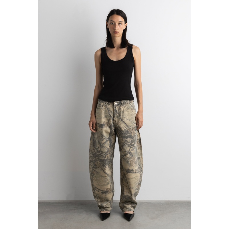 CAMO PRINT BARREL PANT Beige Print Extra Small