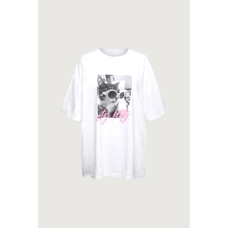 CITY KITTY GRAPHIC T-SHIRT Ivory Extra Small