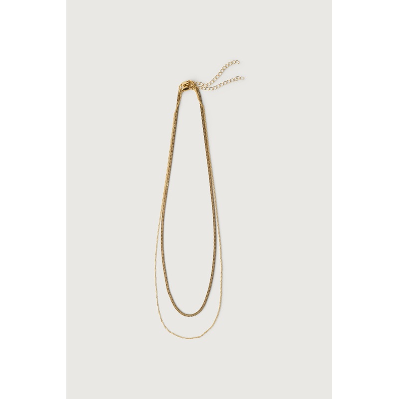 CUBE AND TWIST CHAIN NECKLACE Gold One Size