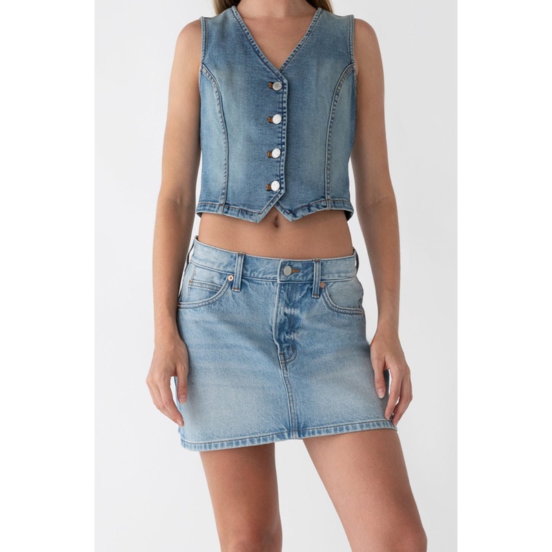 DENIM MINI SKIRT Stone Light Wash 0