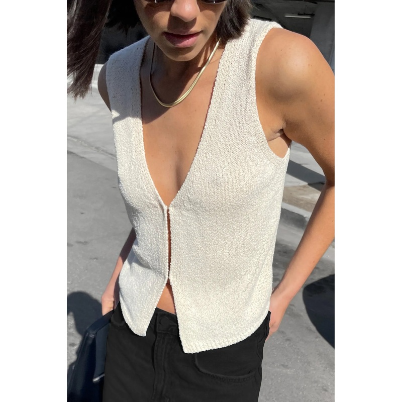 OPEN FRONT KNIT TANK Birch Extra Small