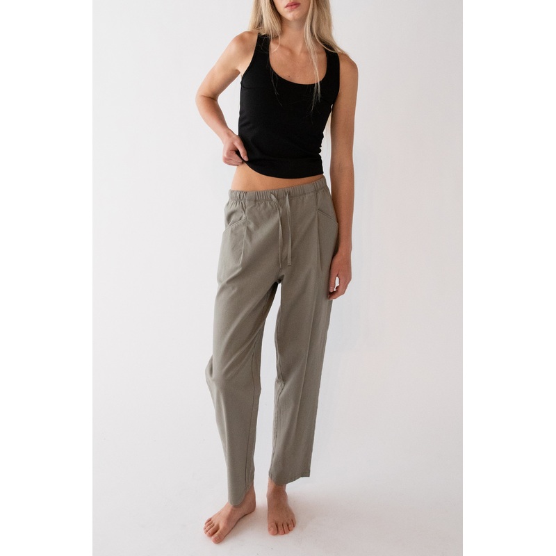 TAPERED PANT WITH DRAWSTRING WAIST Vetiver Extra Small