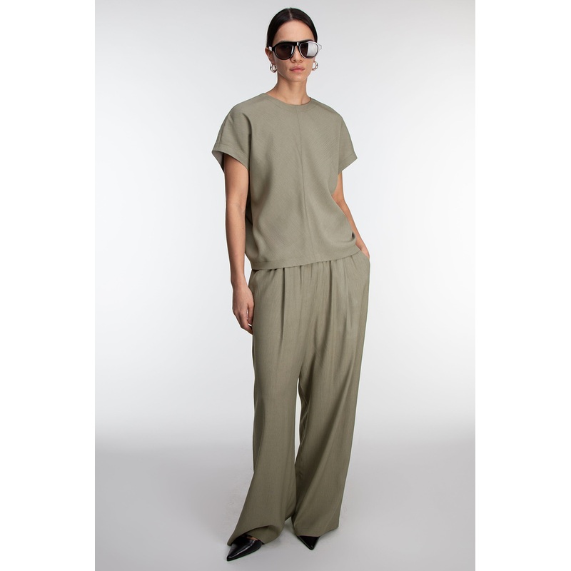 CRINKLED RAYON TOP Vetiver Extra Small