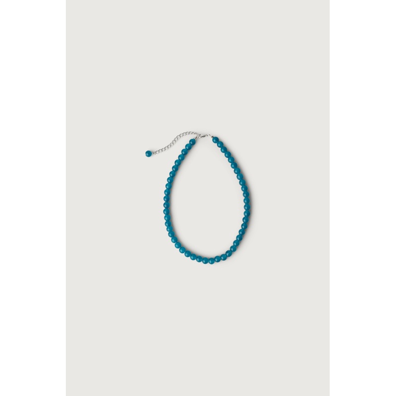 BLUE STONE BEAD NECKLACE Blue One Size