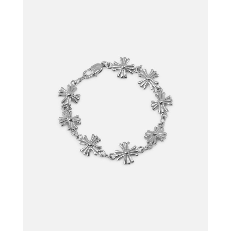 Saint Morta Chrome Cross Bracelet White Gold 7