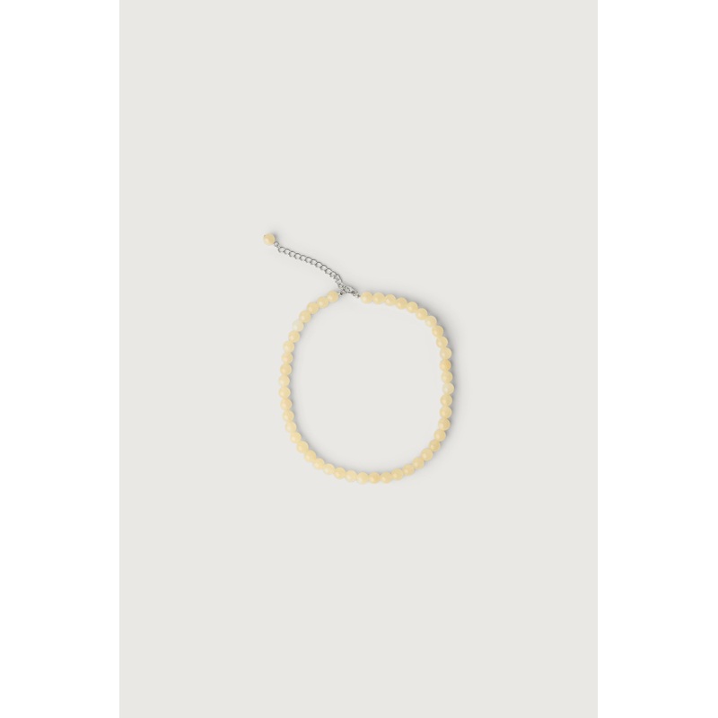 YELLOW STONE BEAD NECKLACE Light Yellow One Size