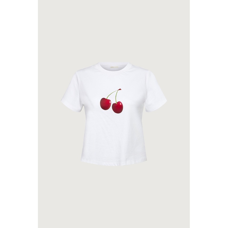 CHERRY RIBBON GRAPHIC T-SHIRT White Ribbon Double Extra Small