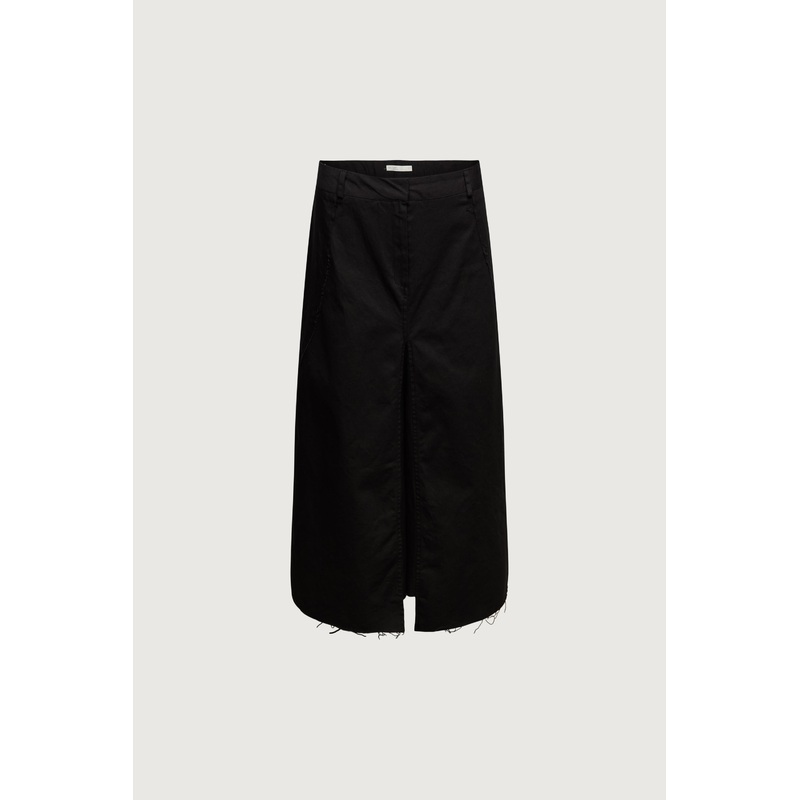 RAW HEM MIDI SKIRT Black Extra Small