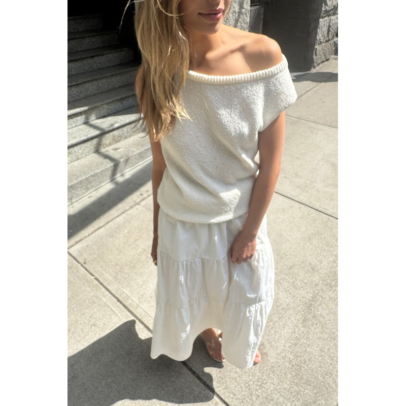 RELAXED OFF THE SHOULDER SWEATER Cream Extra Small