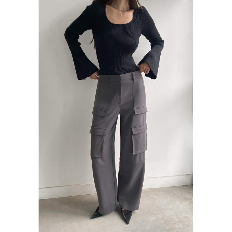 WIDE LEG CARGO PANT Steel Grey 0