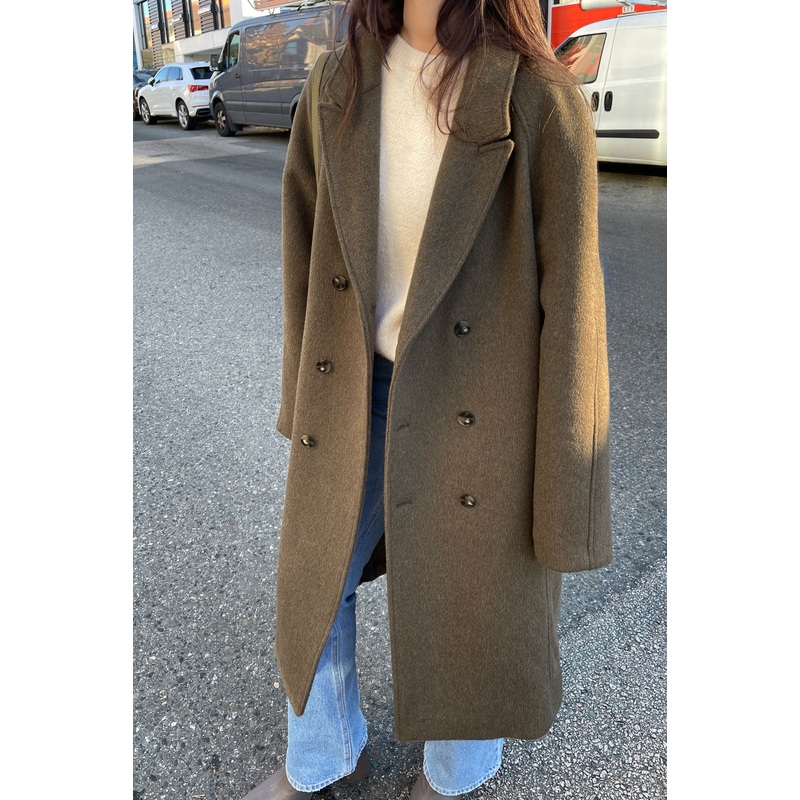 WOOL BLEND COAT DARK MOSS Double Extra Small