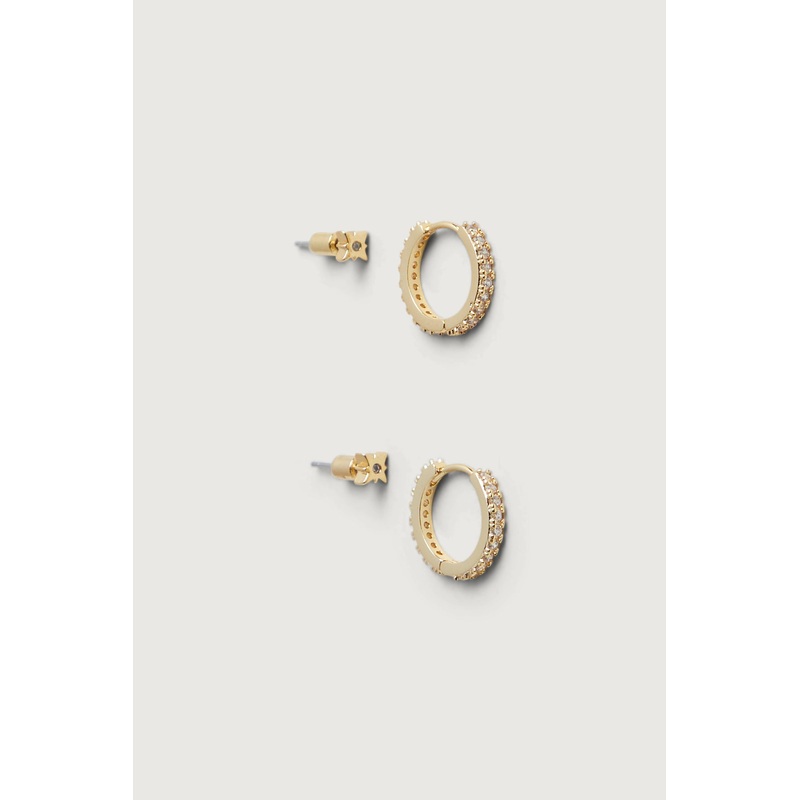 ZIRCONIA HUGGIE HOOP AND STUD Gold One Size