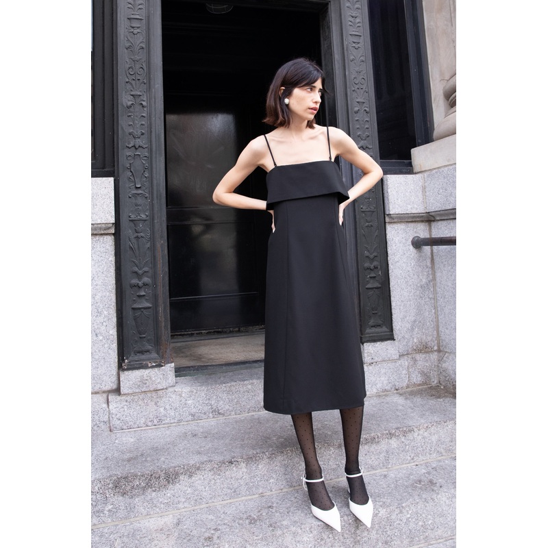 A-LINE TUBE MIDI DRESS Black Double Extra Small