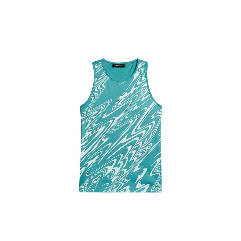 Delia Printed Tank Top / Liquify Teal L Liquify Teal L L