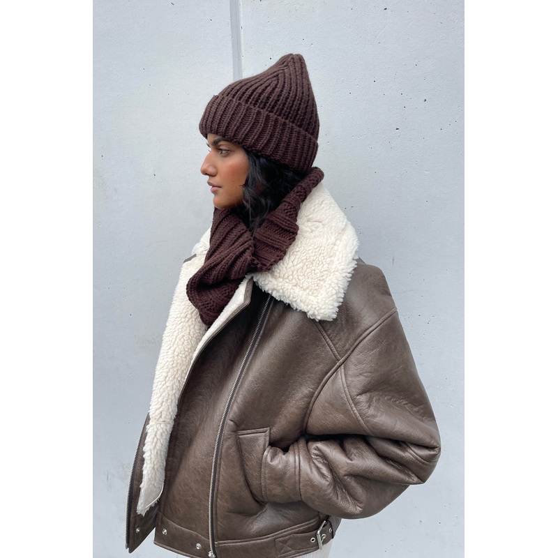 THICK RIBBED BEANIE Coffee Bean One Size