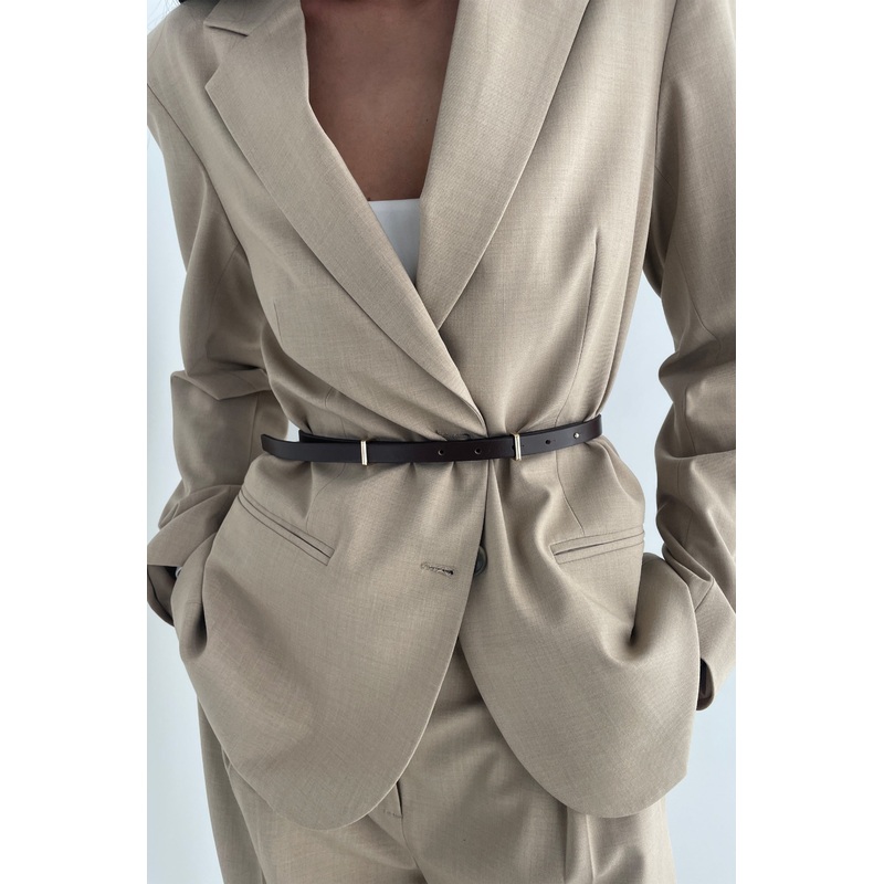 THIN BELT WITH DOUBLE BUCKLE Black One Size