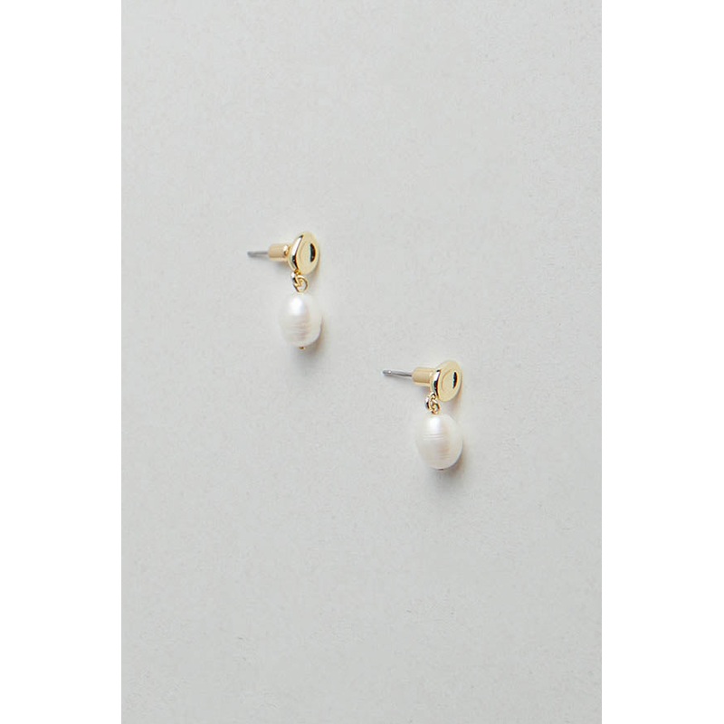 WATER PEARL DROP EARRINGS Gold One Size