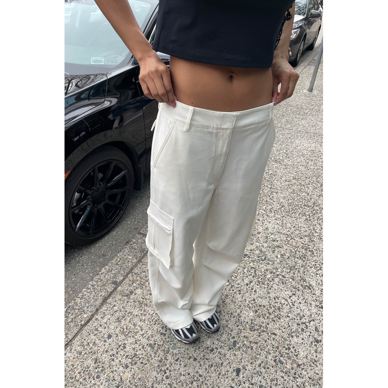WIDE LEG SUITING PANT WITH CARGO POCKETS Cream 0