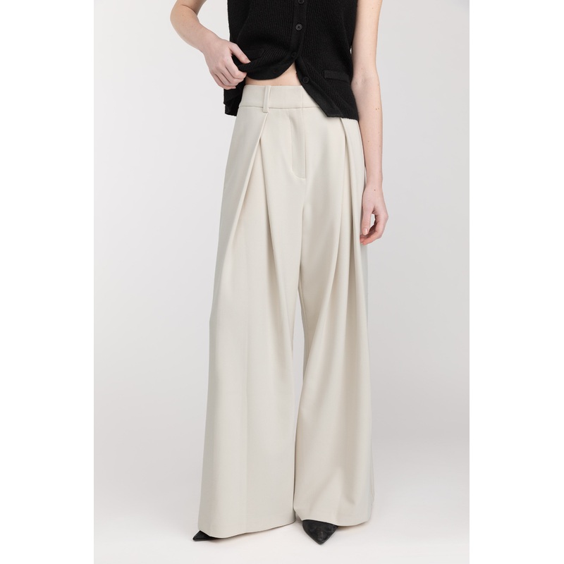 WIDE LEG PANT WITH FRONT PLEAT Fog 0