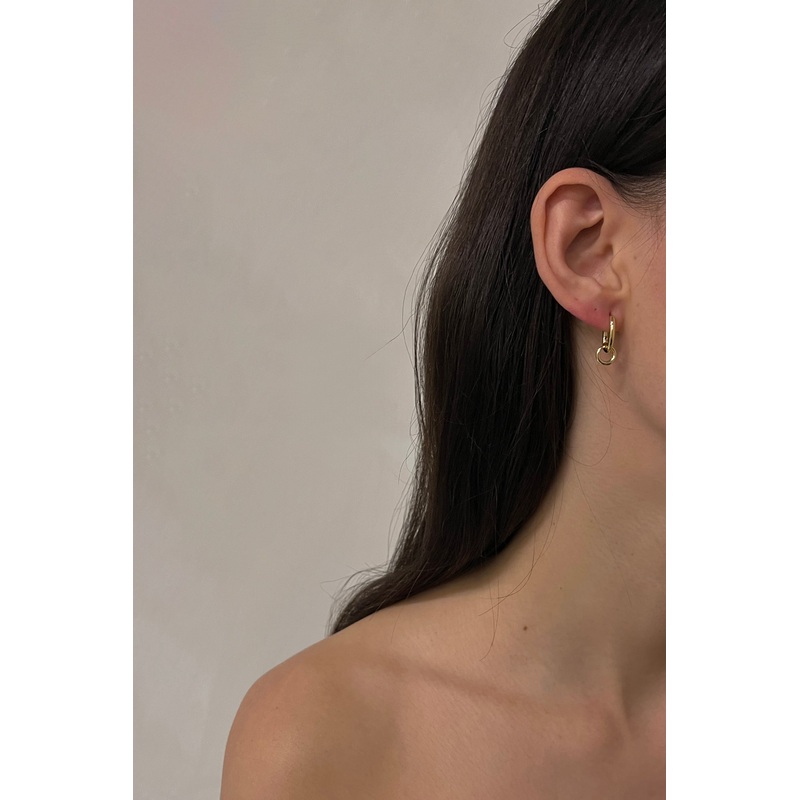 HOOP PENDANT EARRING Gold One Size