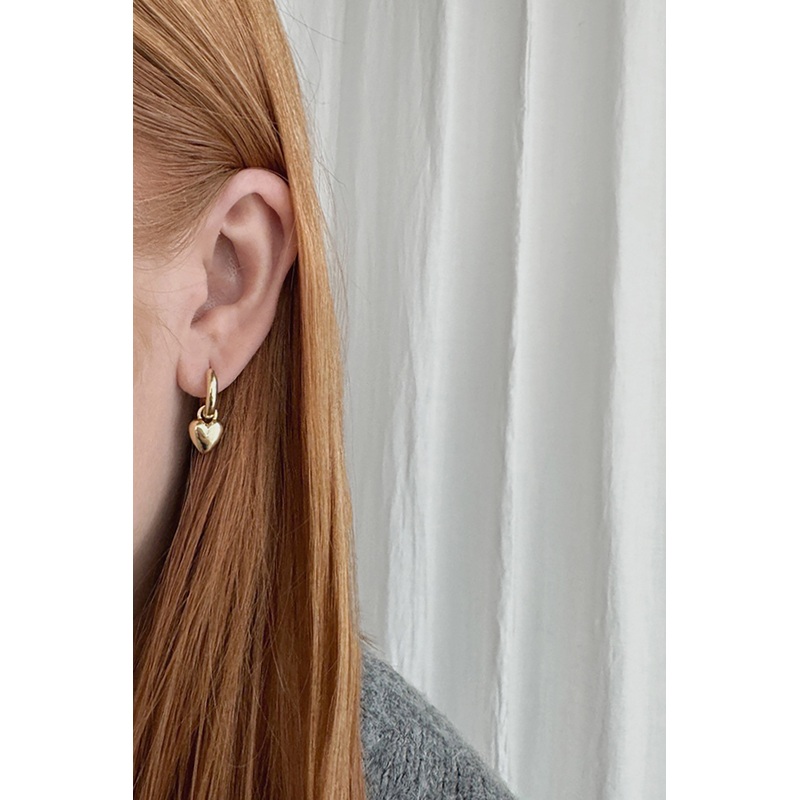 HUGGIE HOOP WITH HEART Gold One Size