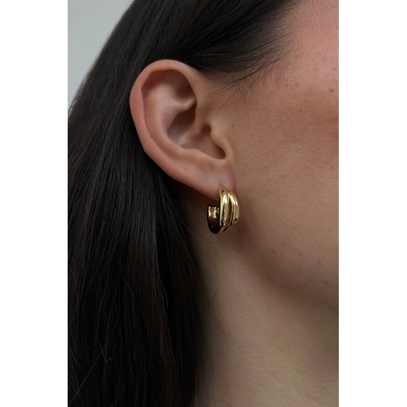 ORGANIC ASYMMETRICAL HOOP EARRINGS Gold One Size