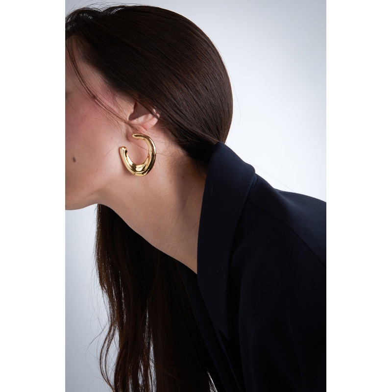 ORGANIC HOOP EARRING Gold One Size