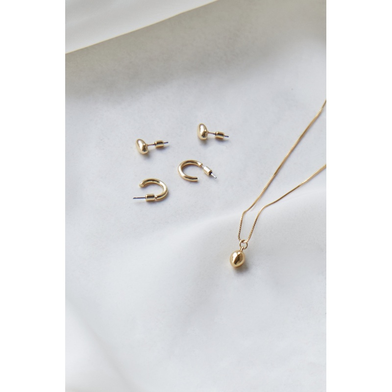OVAL STUD AND HOOP SET Gold One Size