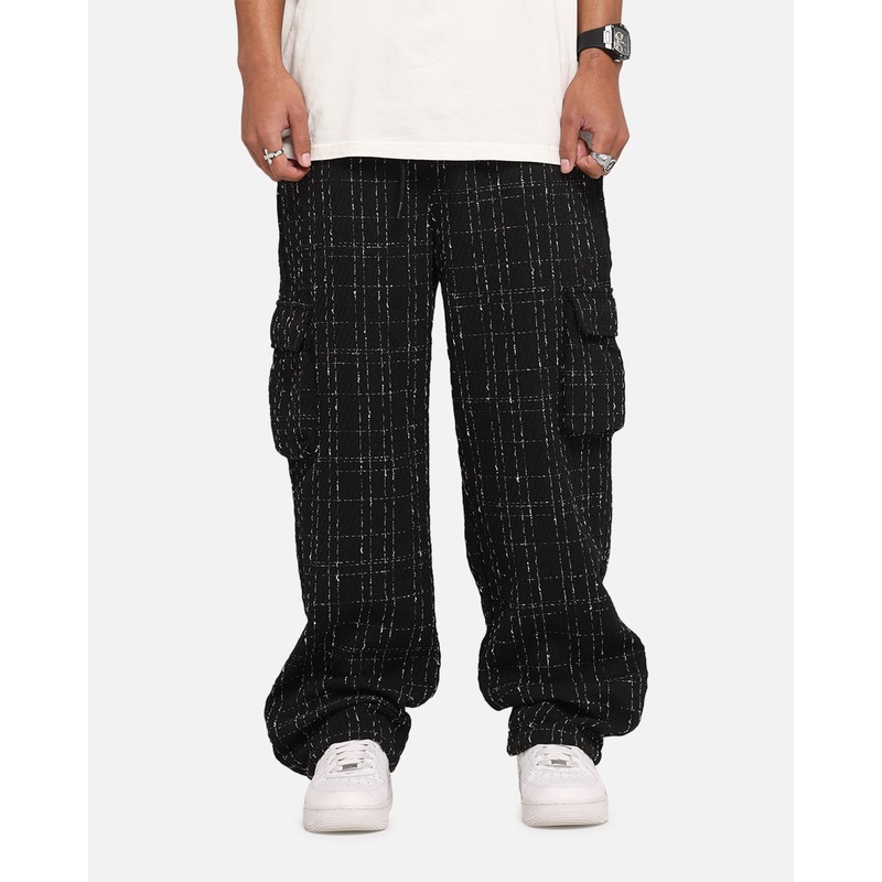 XXIII Boucle Tweed Cargo Pants Black S