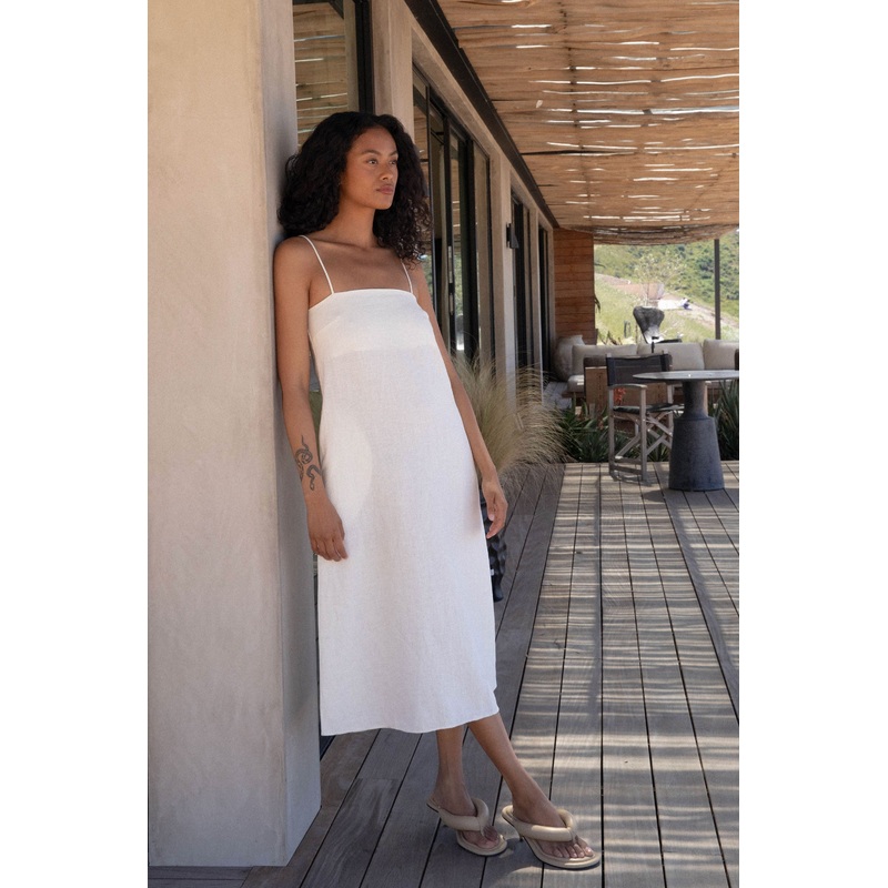 100% LINEN TENT DRESS Cream Double Extra Small