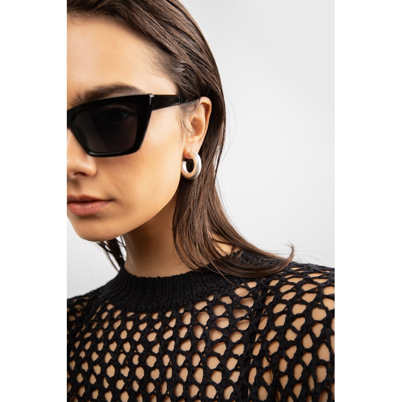 MATTE HOOP EARRING Gold One Size