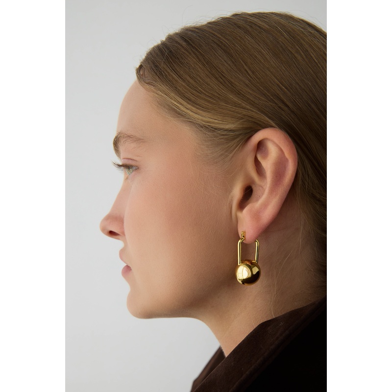 BALL HOOP EARRINGS Gold One Size