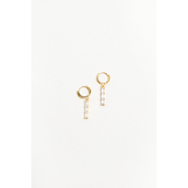 HOOP EARRING WITH STONED BAR PENDANT Gold One Size