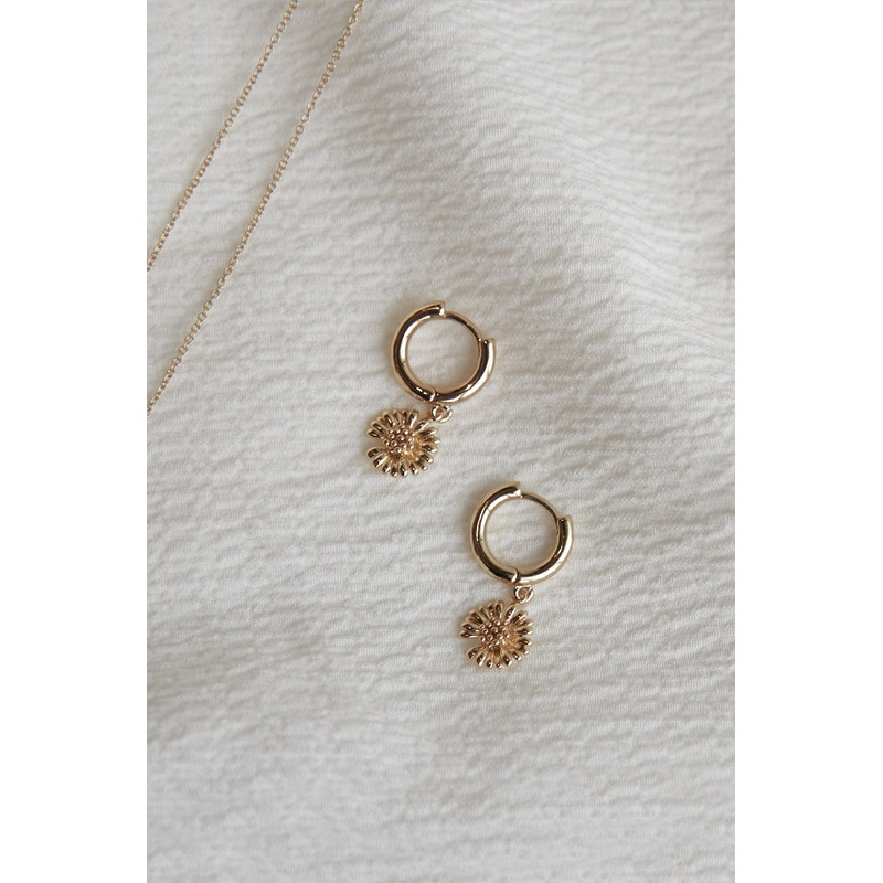 HOOP WITH CHARM PENDANT Gold Flower One Size