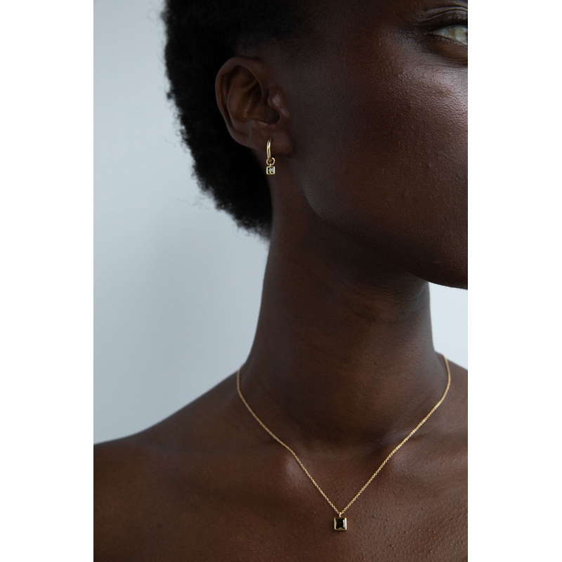 HOOP WITH GEM DROP Gold One Size