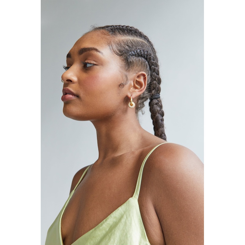 INTERLOCKING ZIRCONIA HOOPS Gold One Size