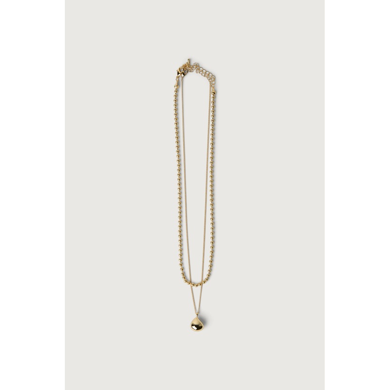 LAYERED HEART PENDANT NECKLACE Gold One Size