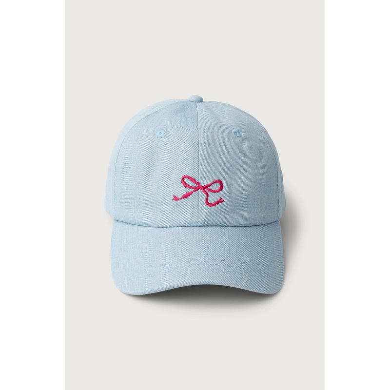LIGHT WASH DENIM BOW CAP Light Wash One Size