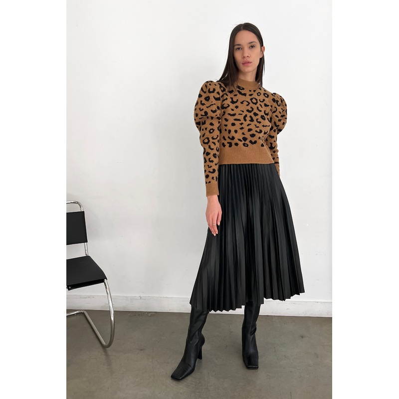 ANIMAL PRINT SWEATER Camel Small